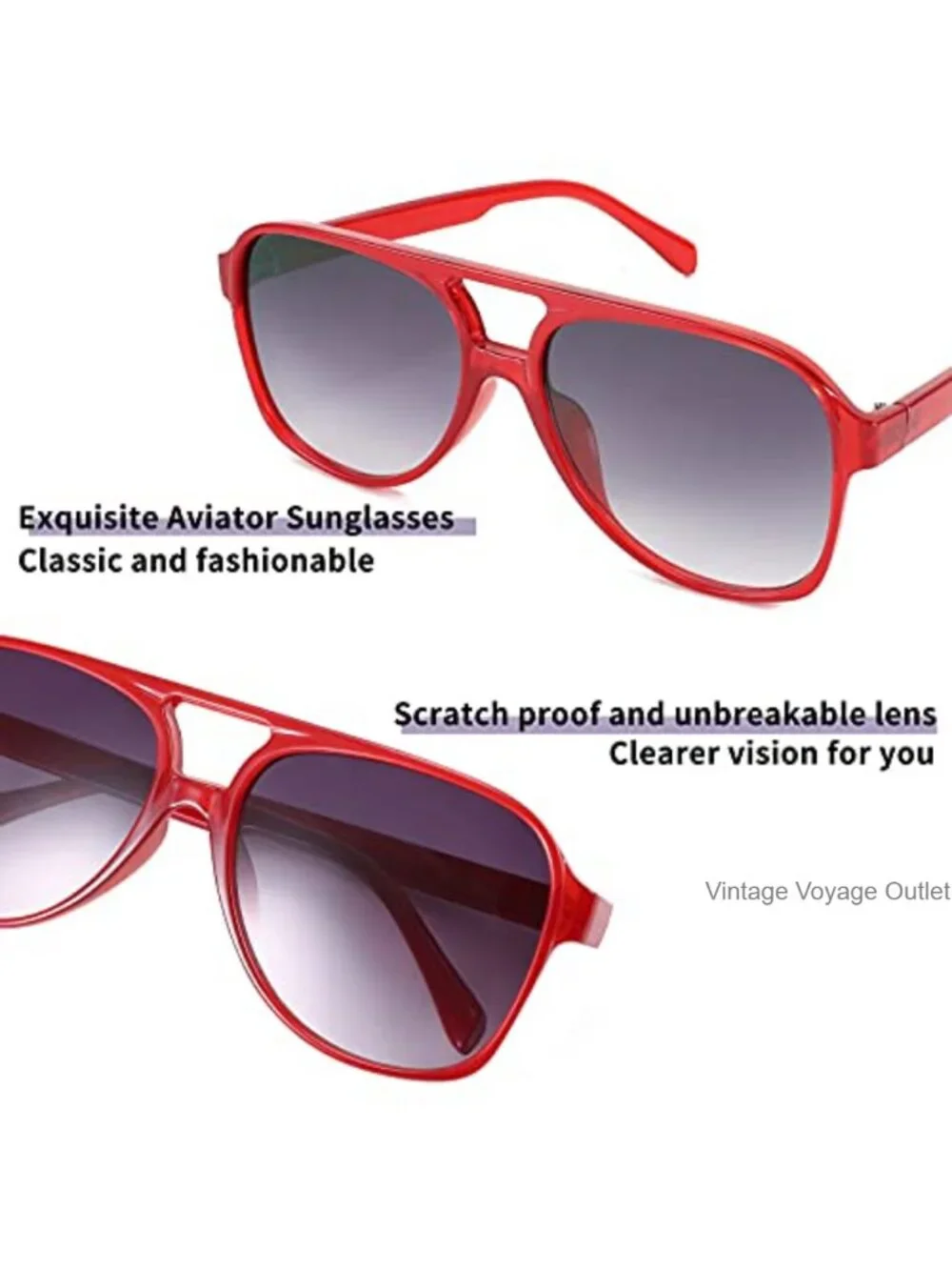 Vintage Retro 70s Plastic Aviator Sunglasses Square Frame UV400 Unisex